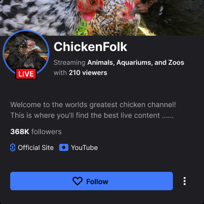 Twitch channel hovercard with channel tag concept